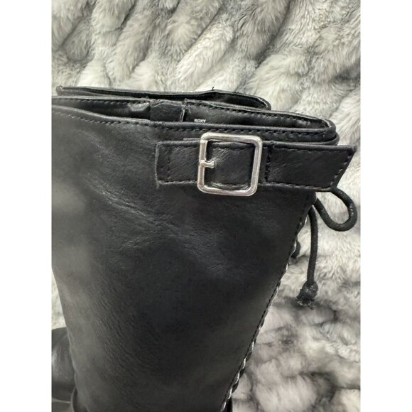BOC Born Concept Roxy Black Vegan Faux Leather Tall Lace Buckle Combat Boots 1 - Picture 5 of 9